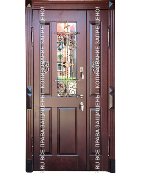 Входная уличная дверь МДФ с ковкой/стеклом 3125 Входная уличная дверь МДФ с ковкой/стеклом 3125