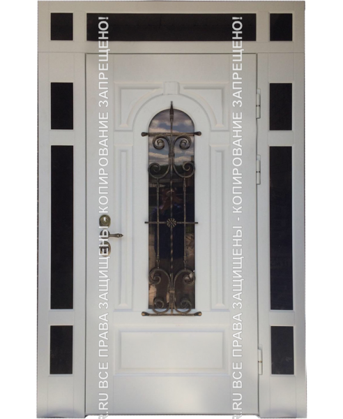 Входная уличная дверь МДФ с ковкой/стеклом 3081 Входная уличная дверь МДФ с ковкой/стеклом 3081