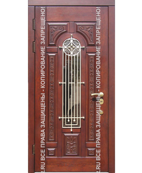Входная дверь трехконтурная МДФ с ковкой/стеклом 3101 Входная дверь трехконтурная МДФ с ковкой/стеклом 3101