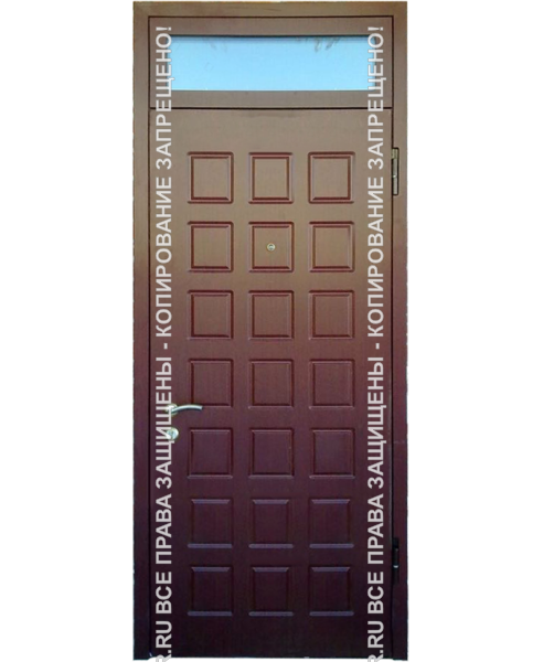 Стальная входная офисная дверь МДФ/МДФ со стеклом 0006 Стальная входная офисная дверь МДФ/МДФ со стеклом 0006